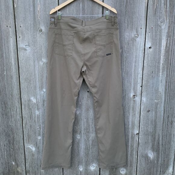 PRANA Pants Mens Sz 36 Brown Stretch Water Repellent Fabric Zip 6 Pocket Outdoor - Picture 3 of 13